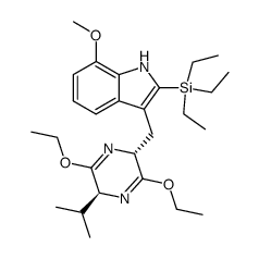 (5R,2S)-3,6-diethoxy-2-isopropyl-5-[7-methoxy-2-(triethylsilyl)-3-indolyl]methyl-2,5-dihydropyrazine Structure