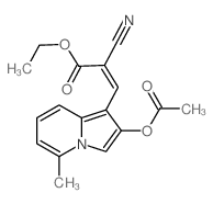 2-Propenoic acid,3-[2-(acetyloxy)-5-methyl-1-indolizinyl]-2-cyano-, ethyl ester结构式