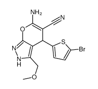 6-amino-4-(5-bromothiophen-2-yl)-3-(methoxymethyl)-2,4-dihydropyrano[2,3-c]pyrazole-5-carbonitrile Structure