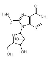 9-[3,4-dihydroxy-5-(hydroxymethyl)oxolan-2-yl]-8-hydrazinyl-3H-purin-6-one structure