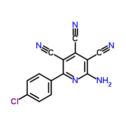 2-Amino-6-(4-chlorophenyl)-3,4,5-pyridinetricarbonitrile Structure