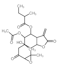 Butanoic acid,2-methyl-,5-(acetyloxy)dodecahydro-10-hydroxy-4,10a-dimethyl-7-methylene-2,8-dioxooxireno[8,9]cyclodeca[1,2-b]furan-6-ylester结构式