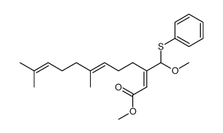 (2Z,6E)-3-(Methoxy-phenylsulfanyl-methyl)-7,11-dimethyl-dodeca-2,6,10-trienoic acid methyl ester Structure