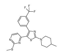 4-[2-(4-methylpiperidin-1-yl)-4-(3-trifluoromethylphenyl)thiazol-5-yl]-2-methylsulfanylpyrimidine结构式