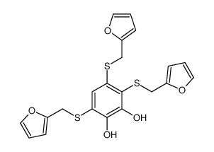 3,4,6-tris(furan-2-ylmethylsulfanyl)benzene-1,2-diol Structure