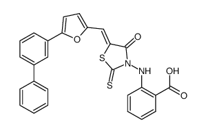 2-{5-[1-(5-biphenyl-3-ylfuran-2-yl)methylidene]-4-oxo-2-thioxothiazolidin-3-ylamino}benzoic acid Structure