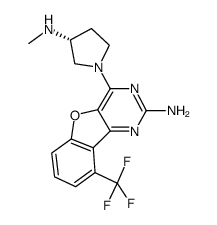 (R)-4-(3-Methylamino-pyrrolidin-1-yl)-9-trifluoromethyl-benzo[4,5]furo[3,2-d]pyrimidin-2-ylamine结构式