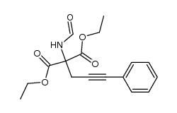 formylamino-(3-phenyl-prop-2-ynyl)-malonic acid diethyl ester结构式