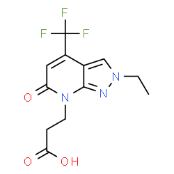 3-[2-Ethyl-6-oxo-4-(trifluoromethyl)-2,6-dihydro-7H-pyrazolo[3,4-b]pyridin-7-yl]propanoic acid structure