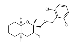 (1R*,3S*,4R*,6S*)-3-(((2,6-dichlorobenzyl)oxy)-methyl)-4-iodo-3-methyl-2-oxabicyclo<4.4.0>decane Structure