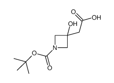 2-(1-(叔丁氧基羰基)-3-羟基氮杂环丁烷-3-基)乙酸结构式