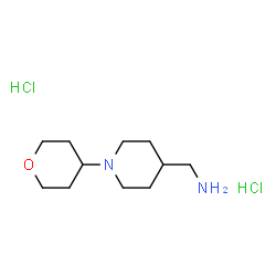 [1-(Tetrahydro-2H-pyran-4-yl)piperidin-4-yl]methanamine dihydrochloride structure