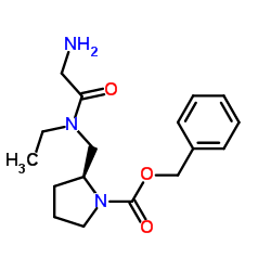 Benzyl (2S)-2-{[ethyl(glycyl)amino]methyl}-1-pyrrolidinecarboxylate结构式