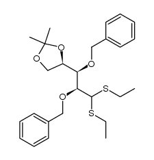 2,3-di-O-benzyl-4,5-O-isopropylidene-D-arabinose diethyl dithioacetal Structure