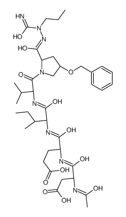 (4R)-4-[[(2S)-2-acetamido-3-carboxypropanoyl]amino]-5-[[(2S,3S)-1-[[(2S)-1-[(2S,4R)-2-[[carbamoyl(propyl)amino]carbamoyl]-4-phenylmethoxypyrrolidin-1-yl]-3-methyl-1-oxobutan-2-yl]amino]-3-methyl-1-oxopentan-2-yl]amino]-5-oxopentanoic acid Structure