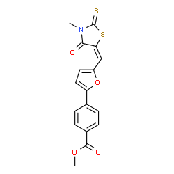methyl 4-{5-[(Z)-(3-methyl-4-oxo-2-thioxo-1,3-thiazolidin-5-ylidene)methyl]furan-2-yl}benzoate structure