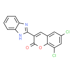 3-(1H-benzo[d]imidazol-2-yl)-6,8-dichloro-2H-chromen-2-one结构式