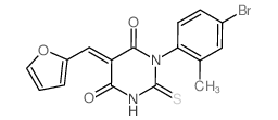 (5E)-1-(4-bromo-2-methylphenyl)-5-(furan-2-ylmethylidene)-2-sulfanylidene-1,3-diazinane-4,6-dione Structure