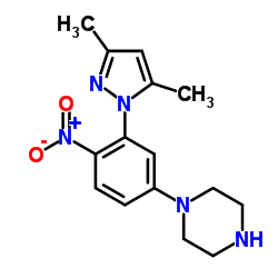 1-[3-(3,5-Dimethyl-1H-pyrazol-1-yl)-4-nitrophenyl]piperazine structure