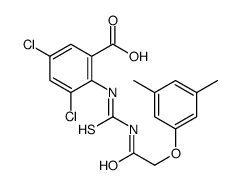 3,5-DICHLORO-2-[[[[(3,5-DIMETHYLPHENOXY)ACETYL]AMINO]THIOXOMETHYL]AMINO]-BENZOIC ACID结构式