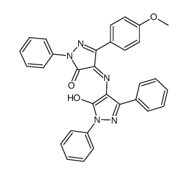 5-(4-methoxy-phenyl)-2,2',5'-triphenyl-1,2,2',4'-tetrahydro-4,4'-azanylylidene-bis-pyrazol-3-one Structure