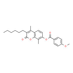 (3-hexyl-4,8-dimethyl-2-oxochromen-7-yl) 4-methoxybenzoate Structure