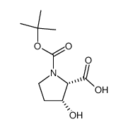 cis-N-(tert-butoxycarbonyl)-3-hydroxy-DL-proline结构式