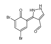 3-(3,5-dibromo-6-oxocyclohexa-2,4-dien-1-ylidene)-1,2-dihydropyrazole-4-carbaldehyde结构式