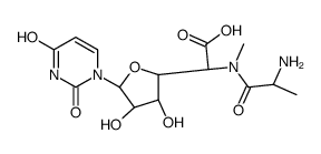 2-[2-aminopropanoyl(methyl)amino]-2-[(2R,3S,4R,5R)-5-(2,4-dioxopyrimidin-1-yl)-3,4-dihydroxyoxolan-2-yl]acetic acid Structure