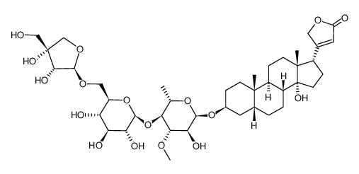 17α-digitoxigenin β-D-apiosyl-(1*6)-β-D-glucosyl-(1*4)-α-L-thevetoside结构式