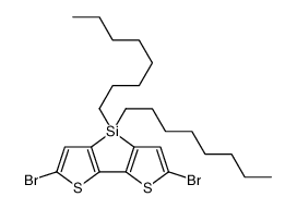 2,6-二溴-4,4-二正辛基二噻吩并[3,2-b:2',3'-d]噻咯结构式