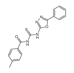 N-p-methylbenzoyl-N'-(5-phenyl-1,3,4-oxadiazol-2-yl)thiourea Structure