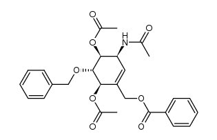 (1S,2S,3R,6S)-6-acetamido-4-((benzoyloxy)methyl)-2-(benzyloxy)cyclohex-4-ene-1,3-diyl diacetate结构式