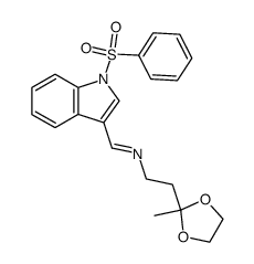 N-(2-(2-methyl-1,3-dioxolan-2-yl)ethyl)-1-(1-(phenylsulfonyl)-1H-indol-3-yl)methanimine结构式