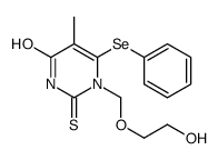 1-(2-hydroxyethoxymethyl)-5-methyl-6-phenylselanyl-2-sulfanylidenepyrimidin-4-one Structure