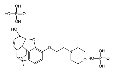 7,8-didehydro-6α-hydroxy-4,5α-epoxy-17-methyl-3-(2-morpholinoethoxy)morphinan bis(phosphate) Structure