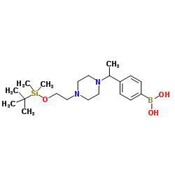 (4-(1-(4-(2-((tert-butyldimethylsilyl)oxy)ethyl)piperazin-1-yl)ethyl)phenyl)boronic acid structure