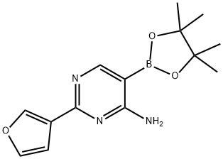 4-Amino-2-(3-furyl)pyrimidine-5-boronic acid pinacol ester结构式