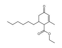 6-hexyl-2-methyl-4-oxo-cyclohex-2-enecarboxylic acid ethyl ester Structure