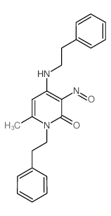 2(1H)-Pyridinone, 6-methyl-3-nitroso-1-(2-phenylethyl)-4-[(2-phenylethyl)amino]- (en) Structure