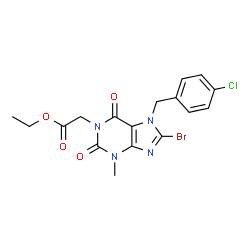 ethyl 2-(8-bromo-7-(4-chlorobenzyl)-3-methyl-2,6-dioxo-2,3,6,7-tetrahydro-1H-purin-1-yl)acetate结构式