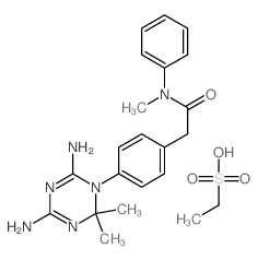 2-[4-(4,6-diamino-2,2-dimethyl-1,3,5-triazin-1-yl)phenyl]-N-methyl-N-phenyl-acetamide; ethanesulfonic acid结构式