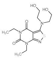 7-(bis(2-hydroxyethyl)amino)-2,4-diethyl-8-thia-2,4,9-triazabicyclo[4.3.0]nona-6,9-diene-3,5-dione结构式