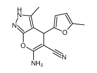 6-amino-3-methyl-4-(5-methylfuran-2-yl)-2,4-dihydropyrano[2,3-c]pyrazole-5-carbonitrile Structure