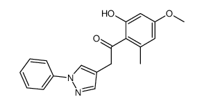 1-(2-hydroxy-4-methoxy-6-methyl-phenyl)-2-(1-phenyl-1H-pyrazol-4-yl)-ethanone Structure