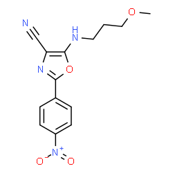 5-((3-methoxypropyl)amino)-2-(4-nitrophenyl)oxazole-4-carbonitrile structure