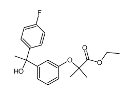 2-{3-[1-(4-Fluoro-phenyl)-1-hydroxy-ethyl]-phenoxy}-2-methyl-propionic acid ethyl ester结构式