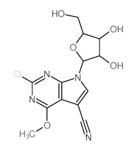 3-chloro-9-[3,4-dihydroxy-5-(hydroxymethyl)oxolan-2-yl]-5-methoxy-2,4,9-triazabicyclo[4.3.0]nona-2,4,7,10-tetraene-7-carbonitrile structure