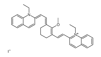 1-ETHYL-2-[(E)-2-(3-((E)-2-[1-ETHYL-2(1H)-QUINOLINYLIDENE]ETHYLIDENE)-2-METHOXY-1-CYCLOHEXEN-1-YL)ETHENYL]QUINOLINIUM IODIDE Structure