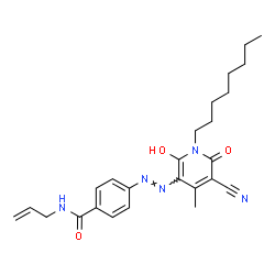 5-[4-(N-Allylcarbamoyl)phenylazo]-3-cyano-6-hydroxy-4-methyl-1-octyl-2(1H)-pyridone结构式